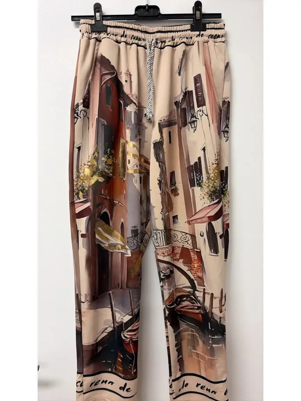 L538 | Loowie Venice Canal Scene Print Wide-Leg Pants | One Size S-L